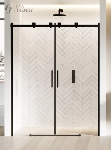Drzwi prysznicowe SOFTI BLACK 130 czarne szkło 8mm New trendy EXK-3959