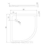 Brodzik półokrągły asymetryczny 80x90 lewy wys.11,5cm MILD biały NEW TRENDY B-0686 - 2