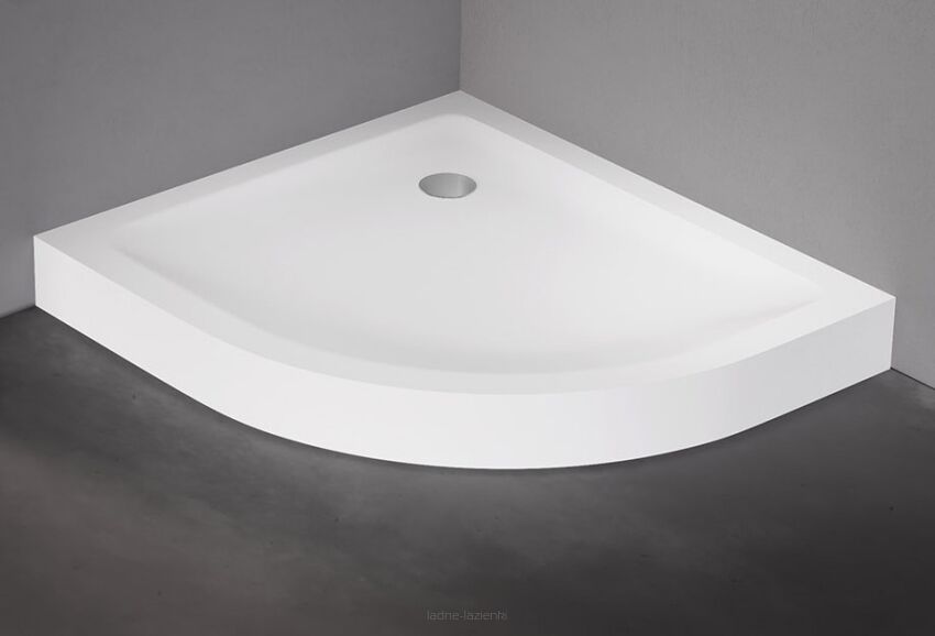 Brodzik półokrągły asymetryczny 80x90 lewy wys.11,5cm MILD biały NEW TRENDY B-0686