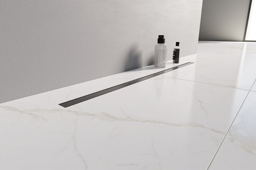 Grafitowy Odpływ Liniowy VISIO SLIM GUNMETAL BRUSHED 80 New Trendy OL-0093