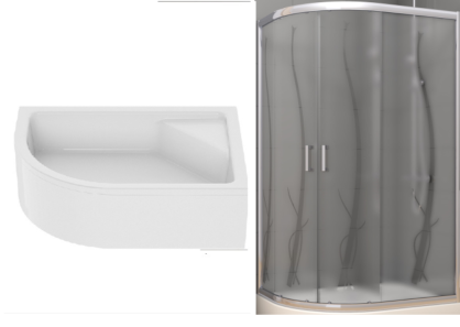 NEW TRENDY Kabina asymetryczna VARIA 100x80 h165 natura + maxima P K-0164 B-0387+O-0151