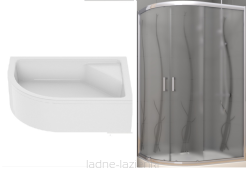 NEW TRENDY Kabina asymetryczna VARIA 100x80 h165 natura + maxima P K-0164 B-0387+O-0151