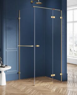 Kabina prysznicowa złoto szczotkowane 80x80 AVEXA GOLD BRUSHED z wieszakiem PRAWA NEW TRENDY EXK-3041