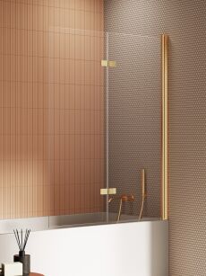 Złoty Parawan nawannowy New SOLEO GOLD BRUSHED 120x140 prawy składany New Trendy P-0176