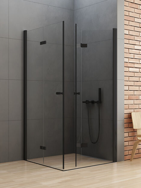 NEW TRENDY kabina prysznicowa NEW SOLEO BLACK 90x90 czarna składana/łamana D-0235A/D-0239A