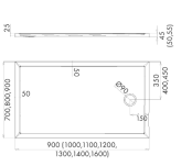 Brodzik ESTIMA 90x110 h4,5 110x90 Schedline 3SP.E1P-90110 - 4