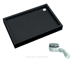Schedpol brodzik Favory Plus  Black Stone 80x100 wys16 Schedline 100x80 3ST.F1P-80100/C/ST