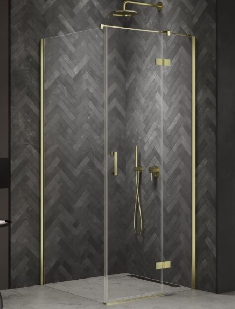 Złota kabina prysznicowa NESTA LIGHT GOLD 90x90 prawa K-4528 NEW TRENDY