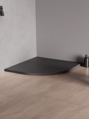 New Trendy Brodzik Konglomeratowy Antracyt NEX SHADE Półokrągły 80x80 B-0497
