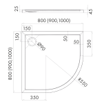 Brodzik ESTIMA 80x80 wys4,5 półokrągły kompozytowy Schedline  3SP.E2O-8080 - 5