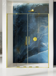 Drzwi prysznicowe SMART LIGHT GOLD 150 złote dwuskrzydłowe New trendy EXK-4224