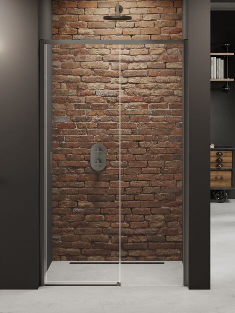 Grafitowe drzwi prysznicowe  120 prawe PRIME GUNMETAL BRUSHED New Trendy D-0890A