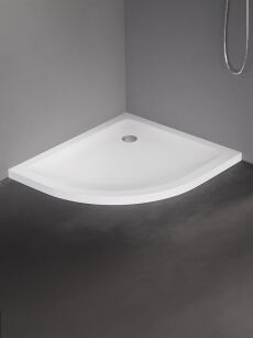 Brodzik półokrągły asymetryczny 80x90 prawy niski 4,5cm MILD biały NEW TRENDY B-0685