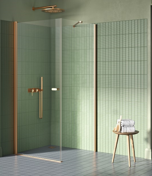 Miedziana kabina prysznicowa 70x100 NEW SOLEO COPPER BRUSHED New Trendy K-2284
