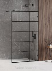 NEW TRENDY Kabina Walk in AVEXA BLACK 140 czarna ścianka wolnostojąca EXK-2027