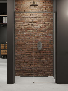 Grafitowe drzwi prysznicowe  160 lewe PRIME GUNMETAL BRUSHED New Trendy D-0897A