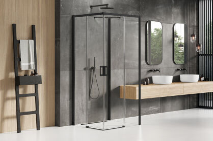 New trendy Kabina prysznicowa Lewa 80x90 CZARNA PRIME BLACK trójścienna K-0994