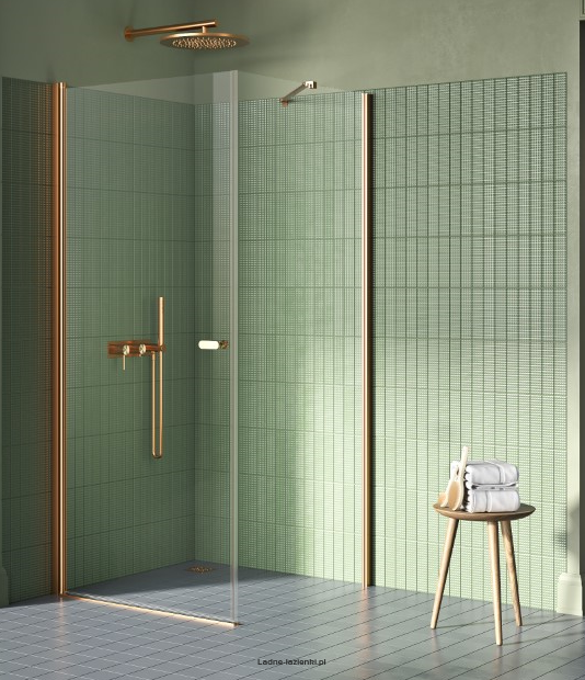 Miedziana kabina prysznicowa 90x80 NEW SOLEO COPPER BRUSHED New Trendy K-2294