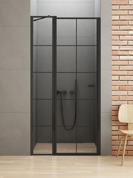 NEW TRENDY drzwi prysznicowe NEW SOLEO BLACK 90X195 LEWE  Z KARATKĄ D-0279A