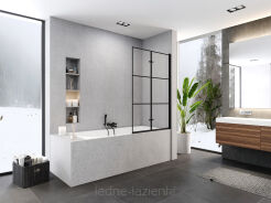 Parawan nawannowy SUPERIA BLACK 100x150 prawy wzór kratka NEW TRENDY P-0055