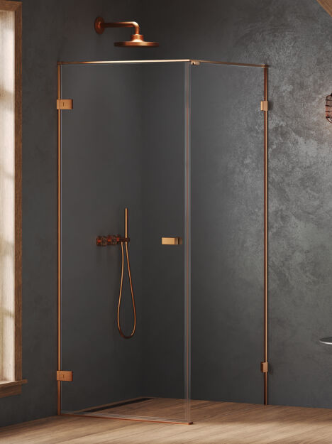 Kabina prysznicowa 70x80x200 cm New Trendy OXIA Copper Brushed, zawias przy ścianie, Prawa AXJ-0725