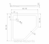 Brodzik pięciokątny 80x80 MILD SATIN biały matowy H 4,5 NEW TRENDY B-0644 - 2