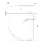 Brodzik półokrągły asymetryczny 80x90 prawy wys.11,5cm MILD biały NEW TRENDY B-0687 - 2
