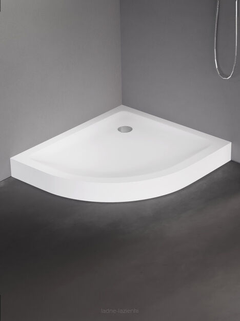 Brodzik półokrągły asymetryczny 80x90 prawy wys.11,5cm MILD biały NEW TRENDY B-0687