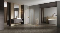 Złoto szczotkowane kabina prysznicowa NESTA GOLD BRUSHED 80x70 lewa K-4400 NEW TRENDY