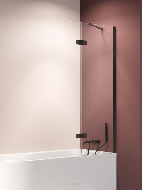 Parawan nawannowy NESTA BLACK 110x150 prawy czarny  6mm New Trendy P-0236