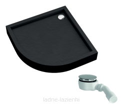 Schedpol brodzik Favory Plus Black Stone 80 półokrągły R55 Schedline 3ST.F1O-8080/C/ST