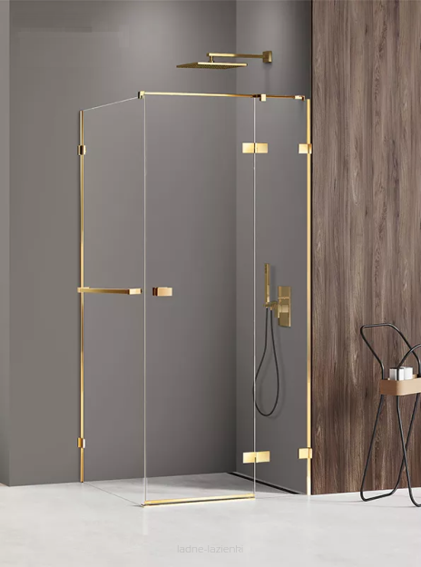 Kabina AVEXA GOLD SHINE 80x70 z wieszakiem złota połyskująca PRAWA NEW TRENDY EXK-3192