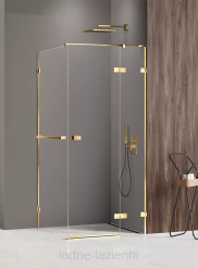 Kabina AVEXA GOLD SHINE 80x70 z wieszakiem złota połyskująca PRAWA NEW TRENDY EXK-3192