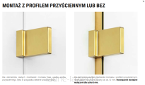 Kabina prysznicowa trójścienna AVEXA GOLD BRUSHED 90x120 lewa złota szczotkowana NEW TRENDY EXK-3081 - 3