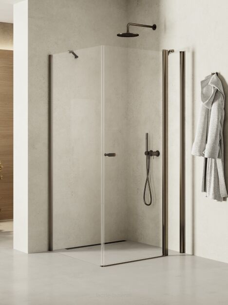 Grafitowa kabina prysznicowa 80x70 NEW SOLEO GUNMETAL BRUSHED New Trendy K-4389
